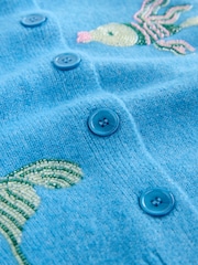 Blue Beaded Fish Crew Neck Knitted Cardigan - Image 7 of 9