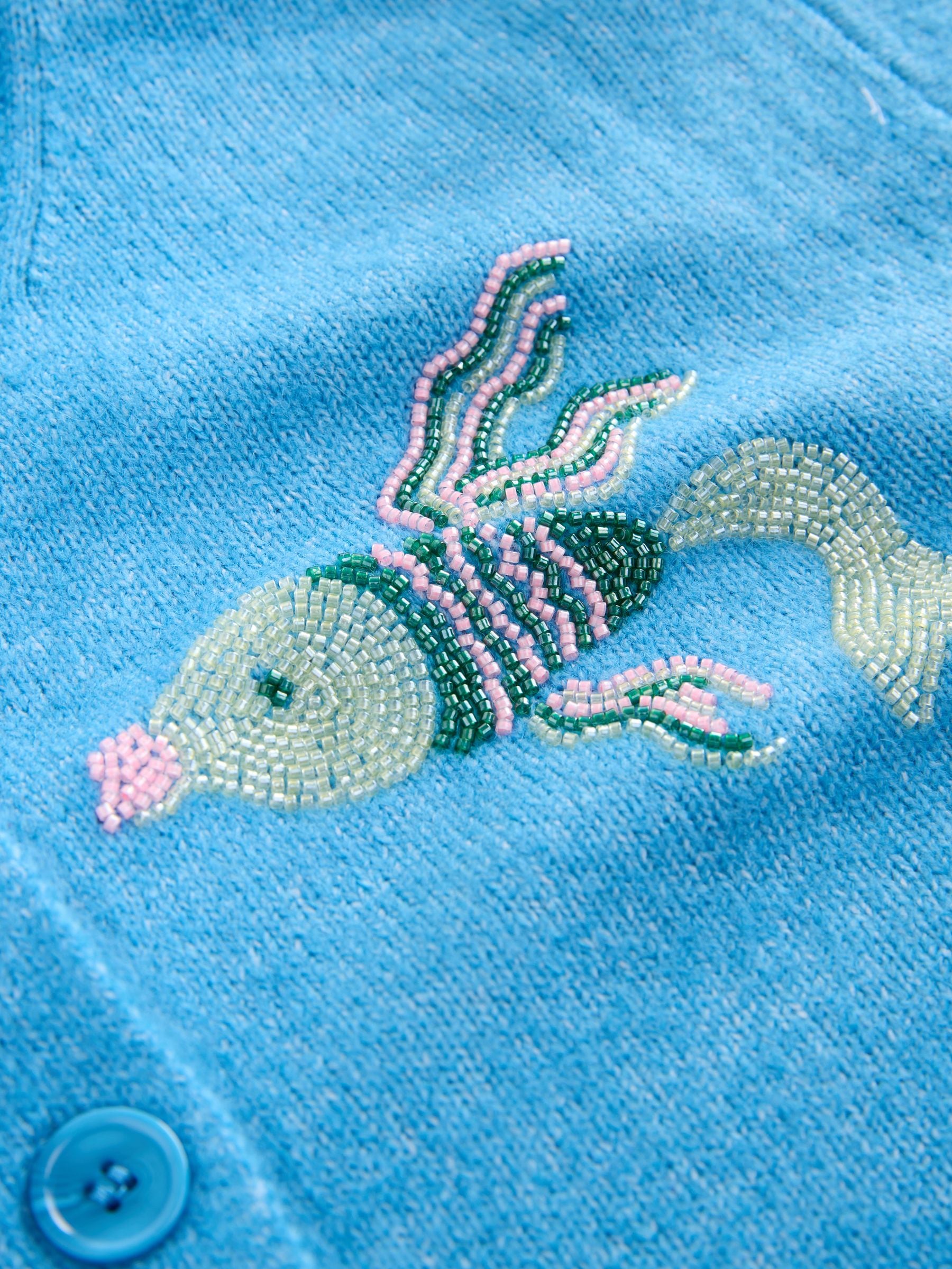 Buy Blue Beaded Fish Crew Neck Knitted Cardigan from Next USA