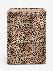 Rockett St George Leopard Love Velvet Starlet 3 Drawer Bedside Table - Image 5 of 9