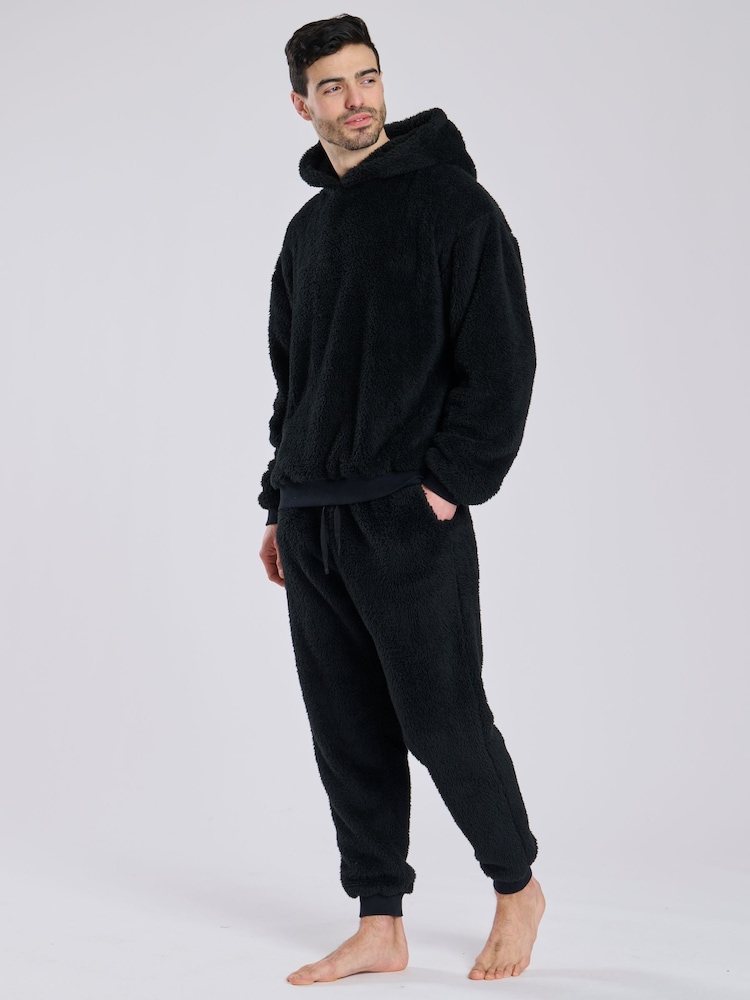 Loungeable Black Sherpa Lounge Joggers - Image 1 of 5 Loungeable Black Sherpa Lounge Joggers - Image 1 of 5