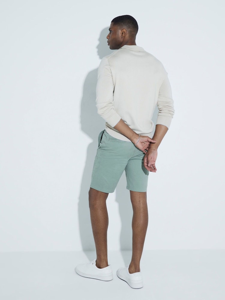 River Island Green Slim Fit Chino Shorts - Image 2 of 6