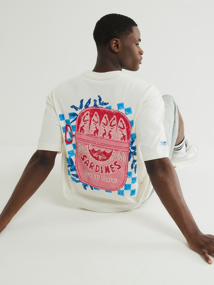 River Island White Boxy Fit Sardine T-Shirt - Image 1 of 4