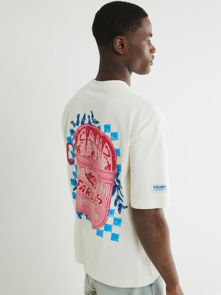 River Island White Boxy Fit Sardine T-Shirt - Image 2 of 4
