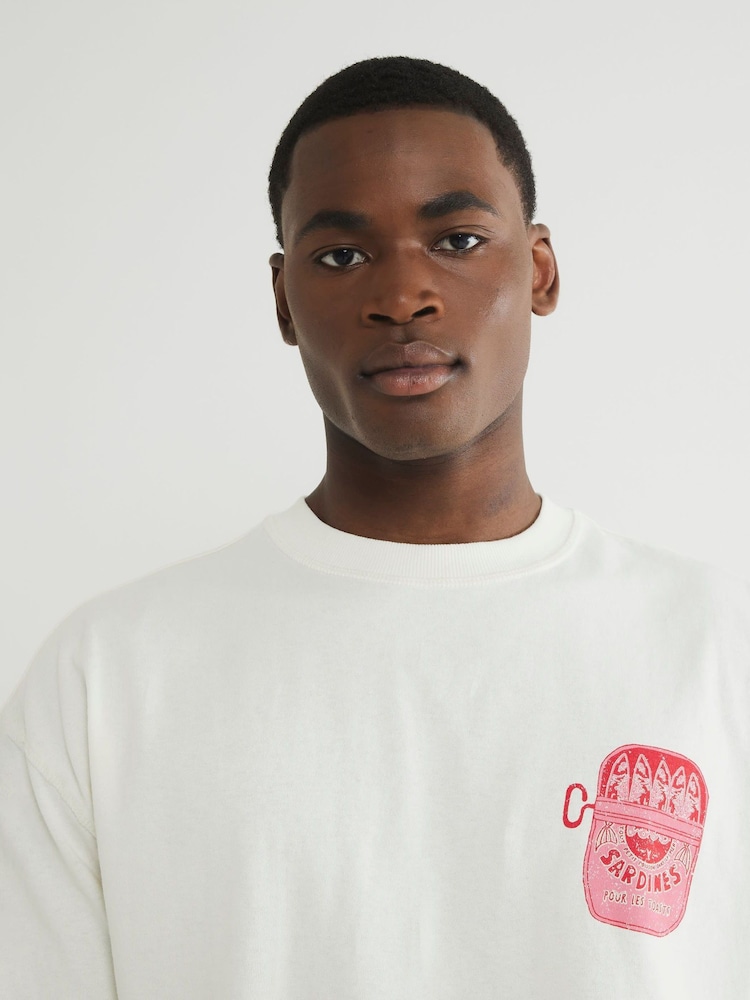 River Island White Boxy Fit Sardine T-Shirt - Image 4 of 4