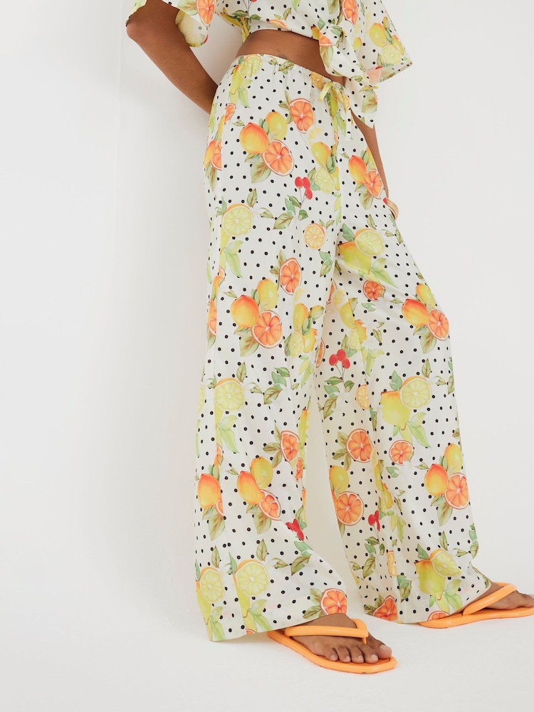 River Island White Fruit Print Beach Trousers - Image 2 of 4