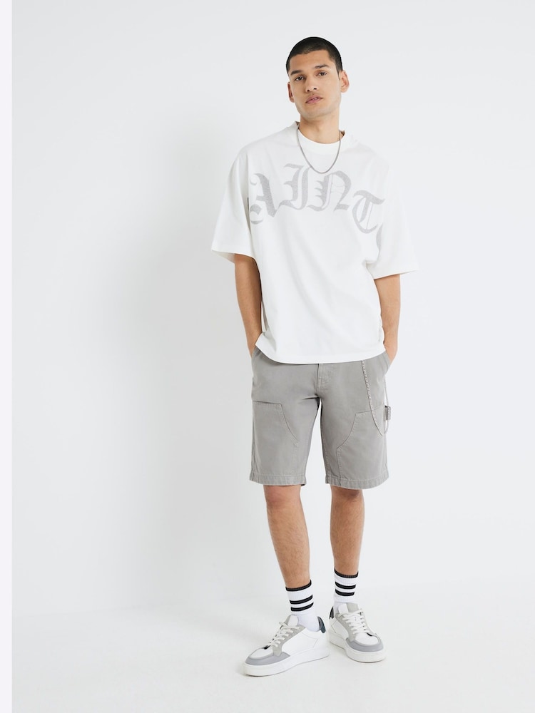 River Island Grey Regular Fit Carpenter Shorts - Image 2 of 4