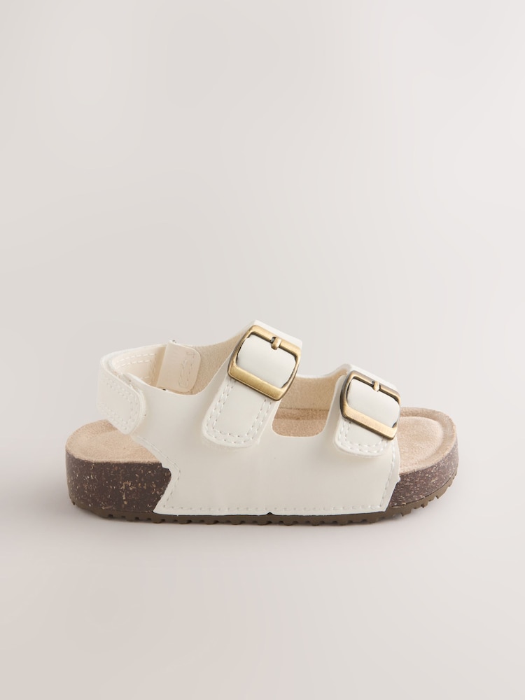 White Standard Fit (F) Corkbed Double Two Strap Sandals - Image 2 of 5 White Standard Fit (F) Corkbed Double Two Strap Sandals - Image 2 of 5
