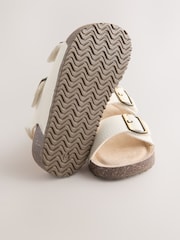 Weiß - Sandalen mit Korkfußbett und zwei Riemen - Bild 3 von 5