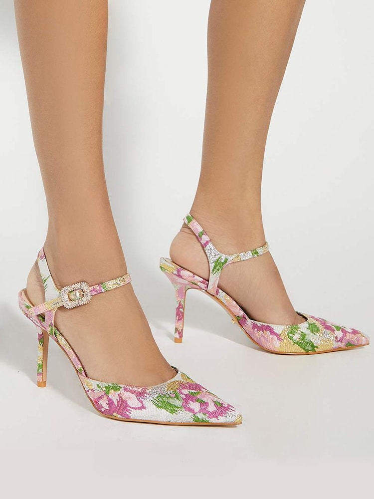 Dune London Pink Channel Y Back Open Court Heels - Image 1 of 6