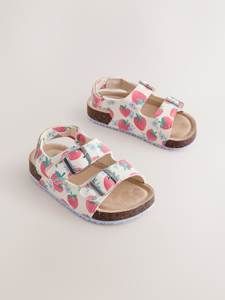 Red/White Strawberry Standard Fit (F) Corkbed Double Two Strap Sandals - Image 1 of 4