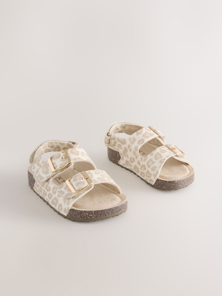 Animal Wide Fit (G) Corkbed Double Two Strap Sandals - Image 1 of 5 Animal Wide Fit (G) Corkbed Double Two Strap Sandals - Image 1 of 5