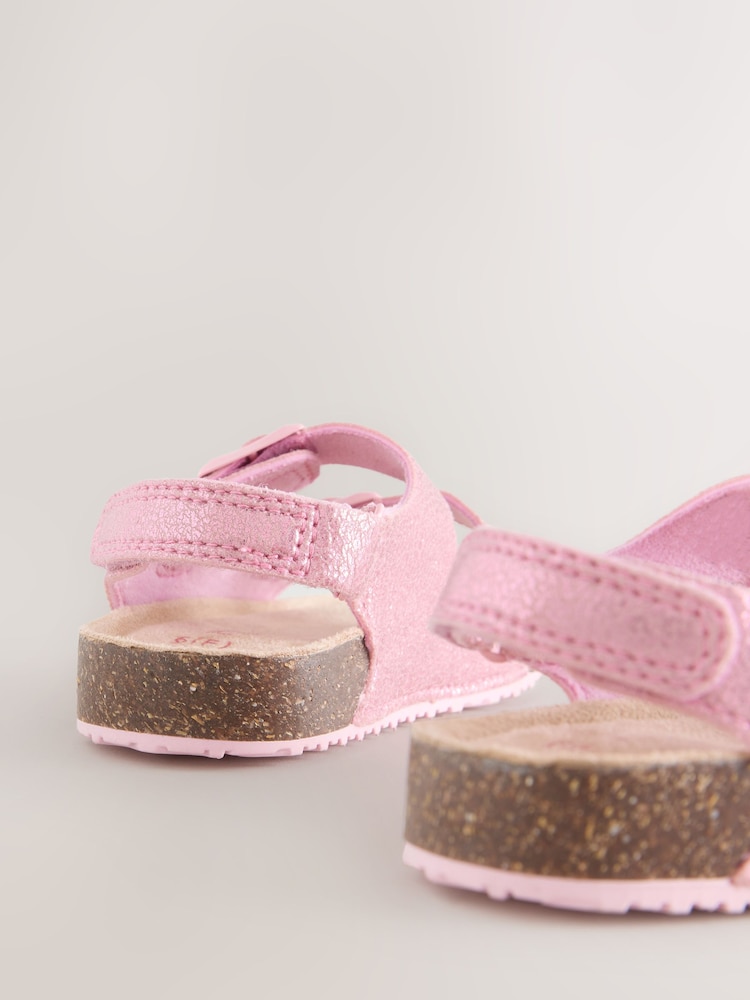 Pink Metallic Standard Fit (F) Corkbed Double Two Strap Sandals - Image 5 of 5 Pink Metallic Standard Fit (F) Corkbed Double Two Strap Sandals - Image 5 of 5