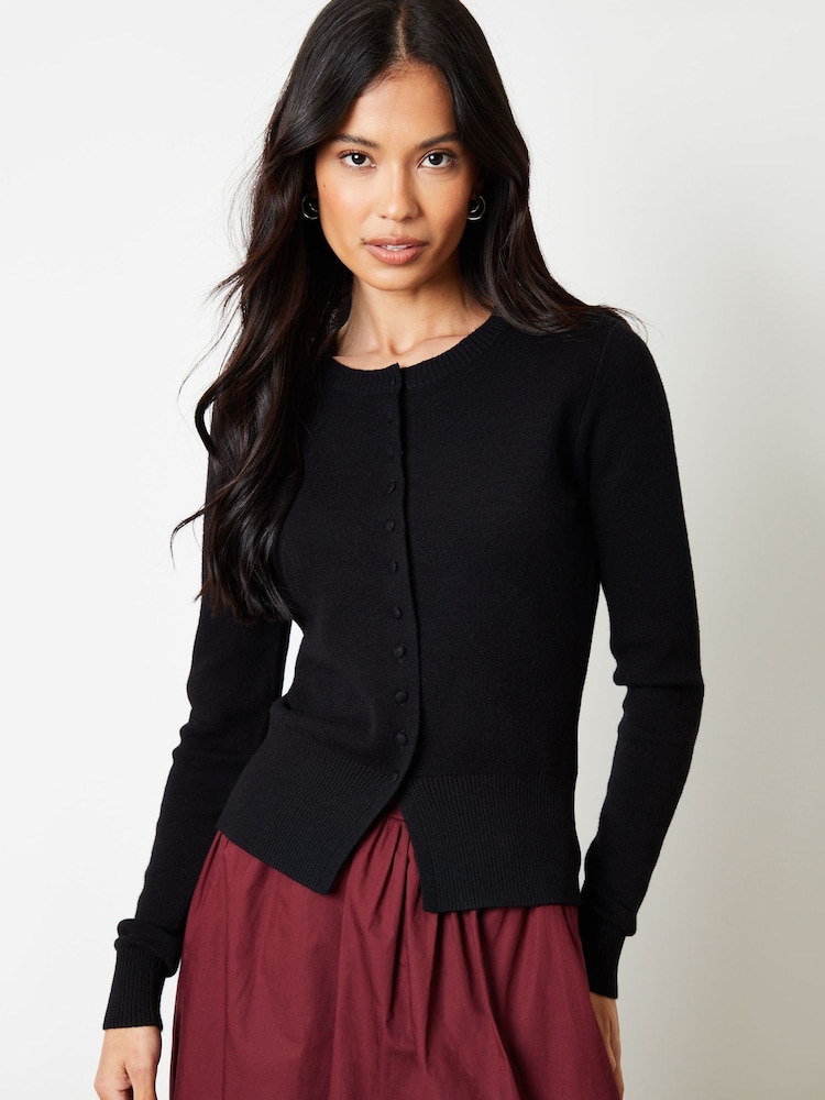 أسود - Threadbare Crew Neck Structured Knitted Cardigan - صورة 1 من 4 أسود - Threadbare Crew Neck Structured Knitted Cardigan - صورة 1 من 4