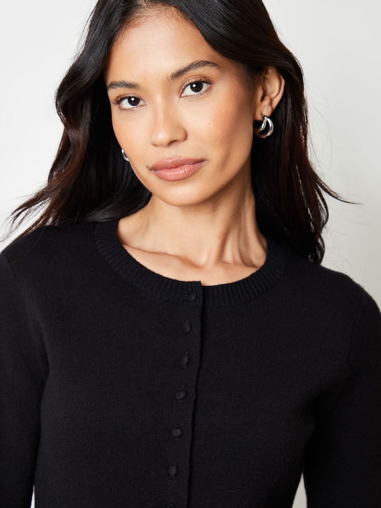 Preto - Threadbare Crew Neck Structured Knitted Cardigan - Imagem 4 de 4