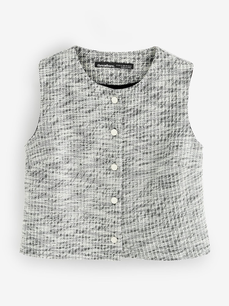 Threadbare Grey Bouclé Button Through Vest - Image 1 of 1