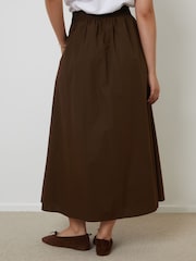 Threadbare Brown Midi Skirt with Pockets - Image 3 of 5