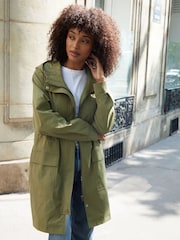Threadbare Green Mid Length Hooded Mac - Image 1 of 4