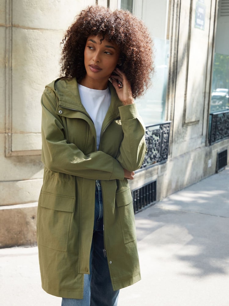 Threadbare Green Mid Length Hooded Mac - Image 1 of 4