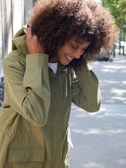 Threadbare Green Mid Length Hooded Mac - Image 4 of 4