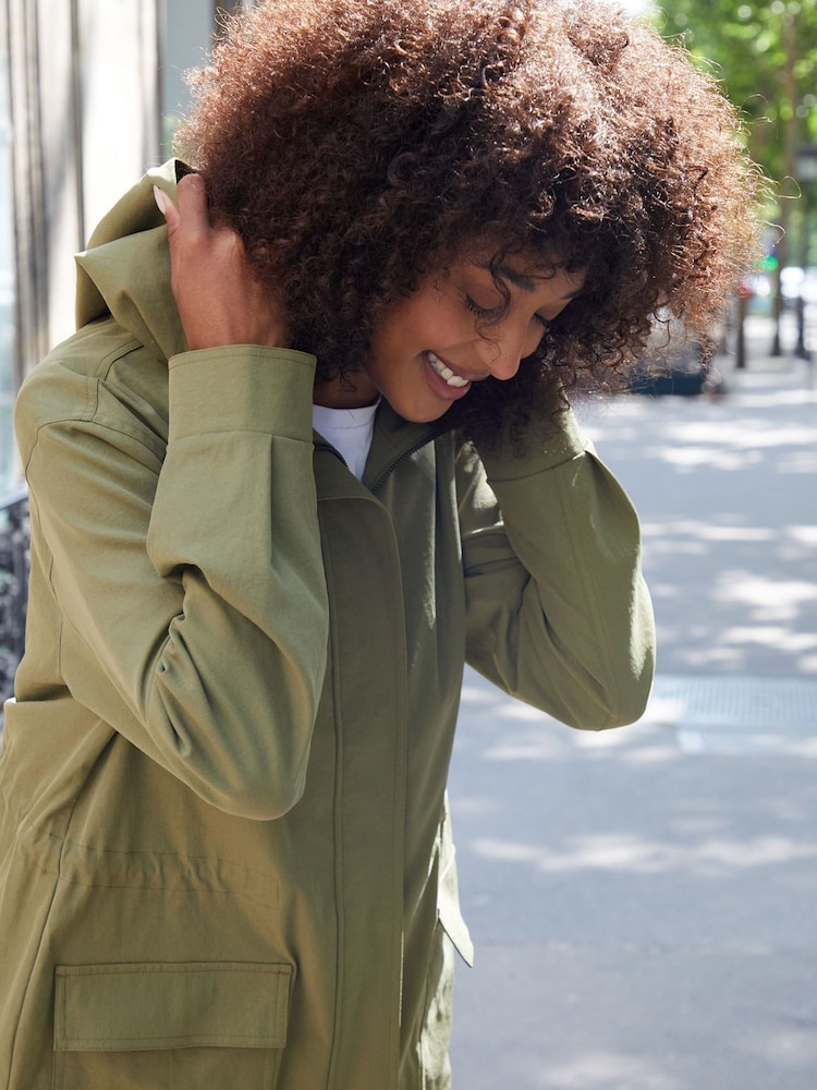 Threadbare Green Mid Length Hooded Mac - Image 4 of 4
