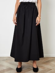Saia de popeline de algodão Threadbare com cintura Tie e bolsos - Imagem 2 de 5