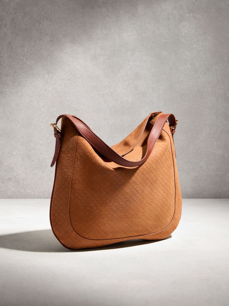 Tan Brown Suede Scooped Shoulder Bag - Image 1 of 5