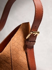 Tan Brown Suede Scooped Shoulder Bag - Image 4 of 5