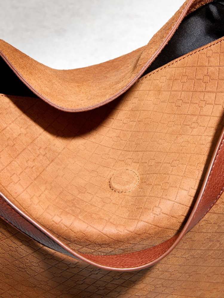 Tan Brown Suede Scooped Shoulder Bag - Image 8 of 8
