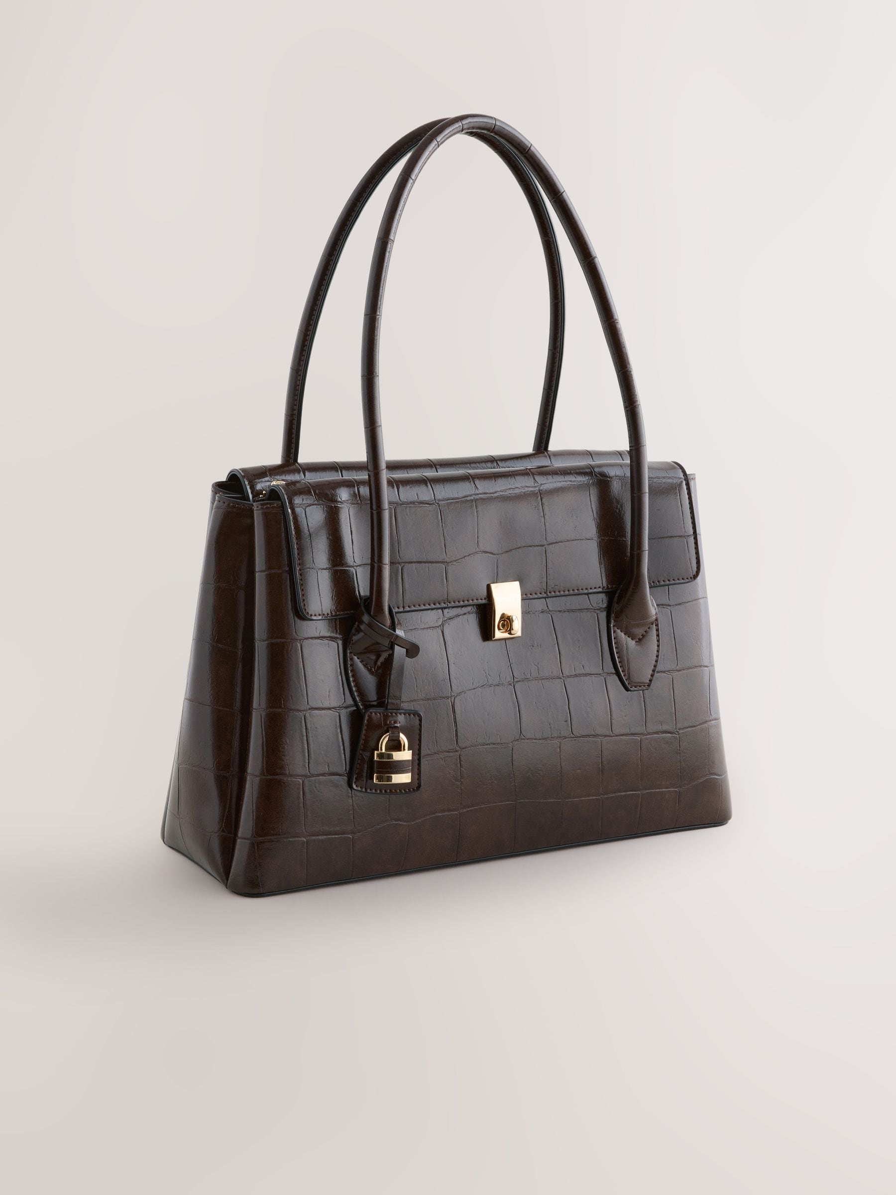 極希少✨ クーコ キャリーケース クロコ型押し  ブラウン トートバッグ 極希少✨ クーコ キャリーケース クロコ型押し ブラウン トートバッグ