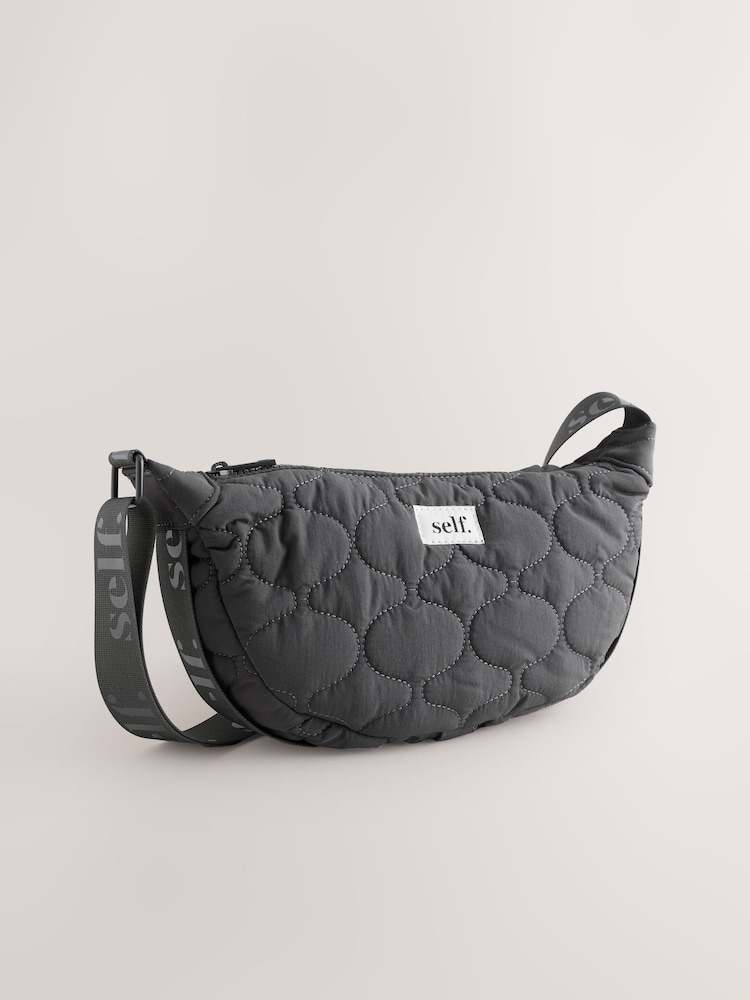 Grey Self. Nylon Sling Bag - Image 1 of 5 Grey Self. Nylon Sling Bag - Image 1 of 5