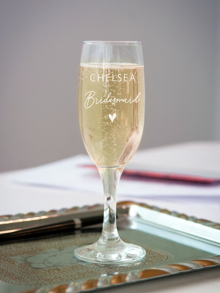 Personalised Bridesmaid Flute Glass by PMC - Image 1 of 2