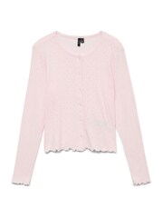 VERO MODA Pink Long Sleeve Pointelle Cardigan - Image 1 of 1