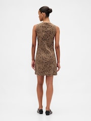 Gap Brown Leopard Print V-Neck Mini Denim Dress - Image 2 of 4