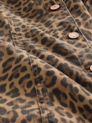 Gap Brown Leopard Print V-Neck Mini Denim Dress - Image 4 of 4