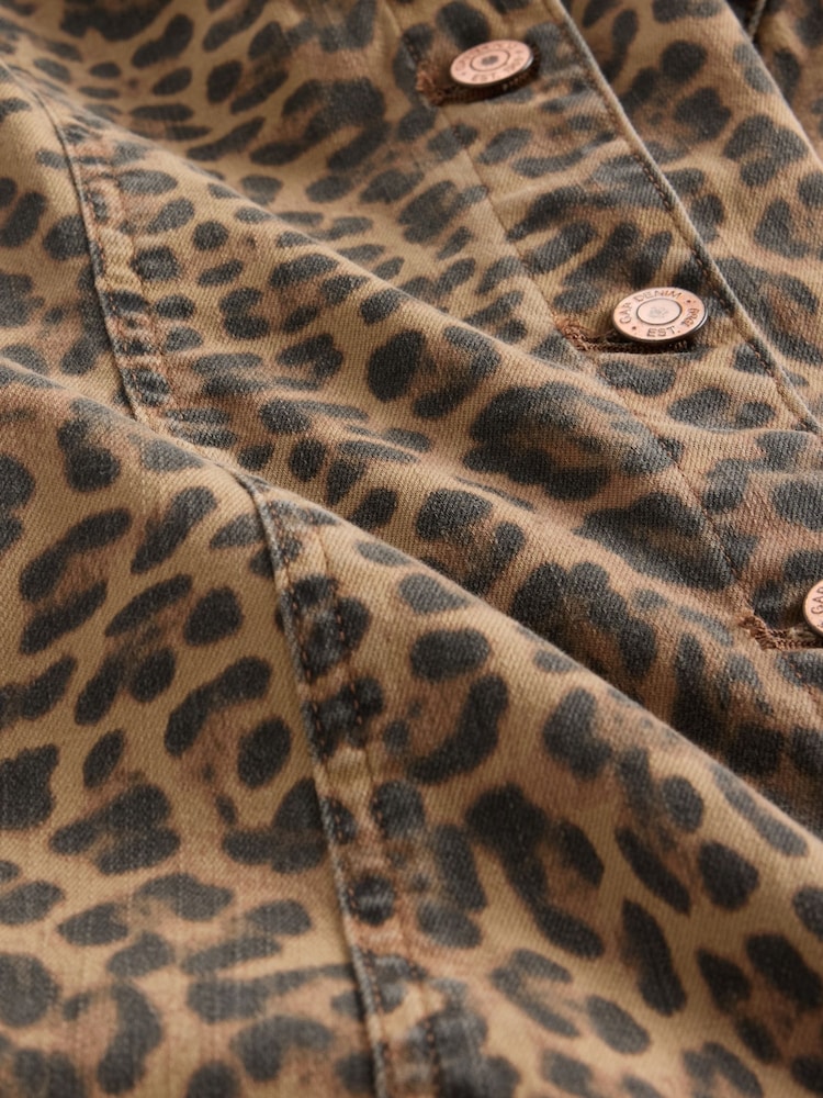 Gap Brown Leopard Print V-Neck Mini Denim Dress - Image 4 of 4 Gap Brown Leopard Print V-Neck Mini Denim Dress - Image 4 of 4