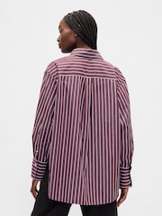 Gap Maroon Red Stripe Poplin Big Shirt - Image 2 of 3