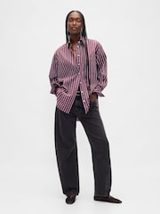 Gap Maroon Red Stripe Poplin Big Shirt - Image 3 of 3