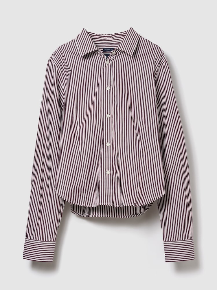 Gap Red Stripe Cotton Fitted Crop Shirt - Image 1 of 2