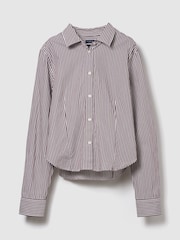 Gap Red Stripe Cotton Crop Shirt - Image 3 of 4