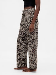 Gap Brown Leopard Print Poplin Pyjama Trousers - Image 3 of 5