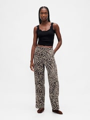 Gap Brown Leopard Print Poplin Pyjama Trousers - Image 4 of 5