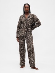 Gap Brown Leopard Print Poplin Pyjama Trousers - Image 5 of 5