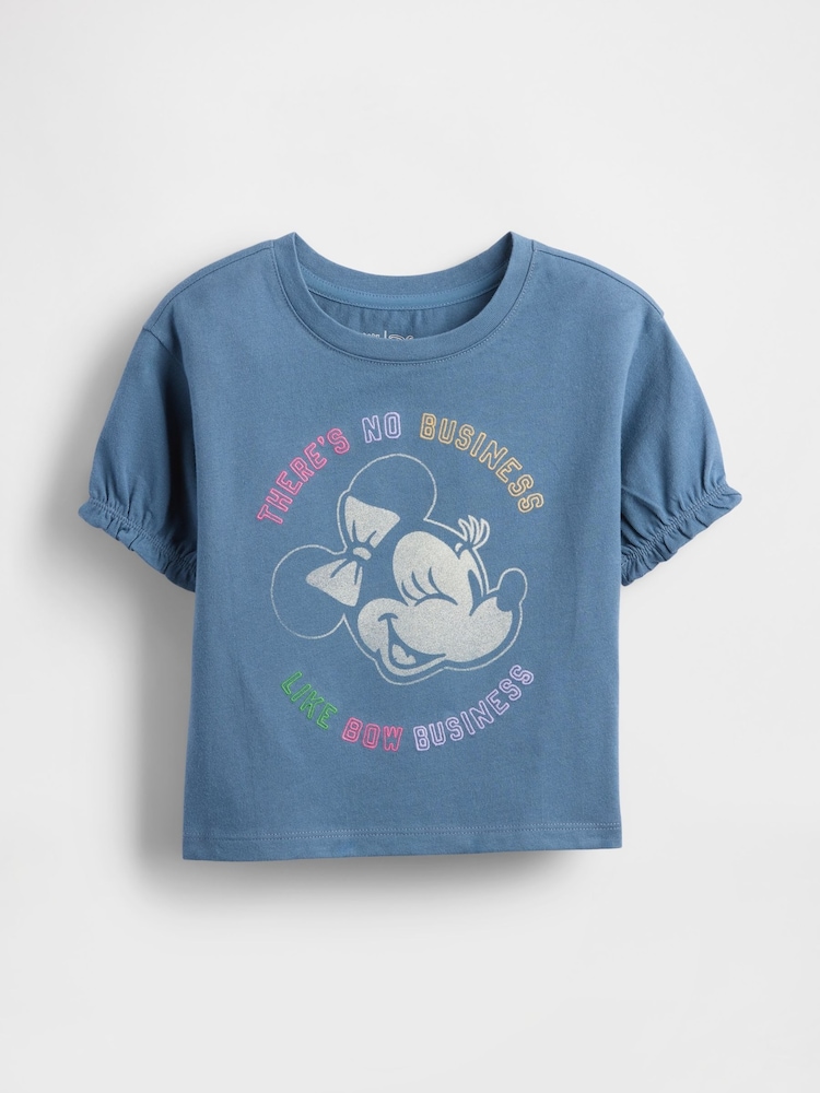 Gap Blue Disney Ruffle Sleeve Round Neck T-Shirt (6mths-5yrs) (6mths-5yrs) - Image 1 of 2 Gap Blue Disney Ruffle Sleeve Round Neck T-Shirt (6mths-5yrs) (6mths-5yrs) - Image 1 of 2