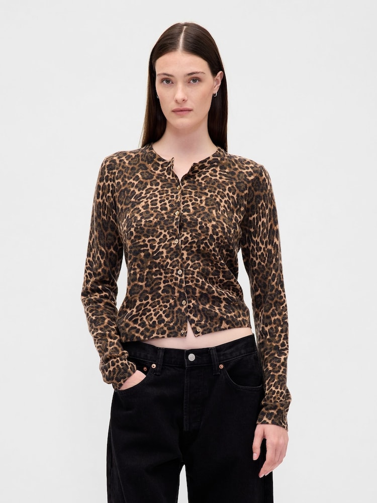 Gap Brown CashSoft Crop Cardigan - Image 1 of 4 Gap Brown CashSoft Crop Cardigan - Image 1 of 4