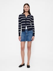 Gap Navy/White Stripe Crew Neck Cardigan - Image 3 of 5