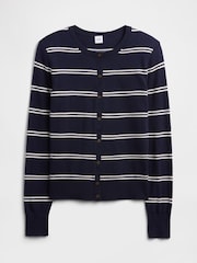 Gap Navy/White Stripe Crew Neck Cardigan - Image 4 of 5
