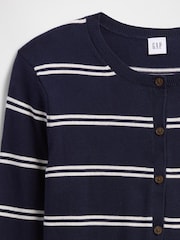 Gap Navy/White Stripe Crew Neck Cardigan - Image 5 of 5
