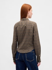 Gap Brown Check Flannel Fitted Check Shirt - Image 2 of 3