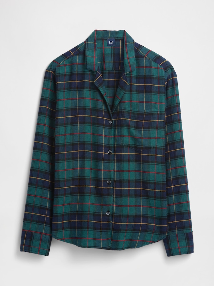 Gap Green Flannel Long Sleeve Pyjama Top - Image 4 of 4