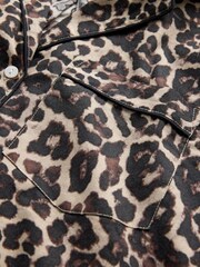 Gap Leopard Print Brown Poplin Pyjama Shirt - Image 4 of 4